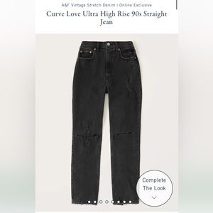 NWT Abercrombie & Fitch Curve Love Ultra High Rise 90s Straight Jean